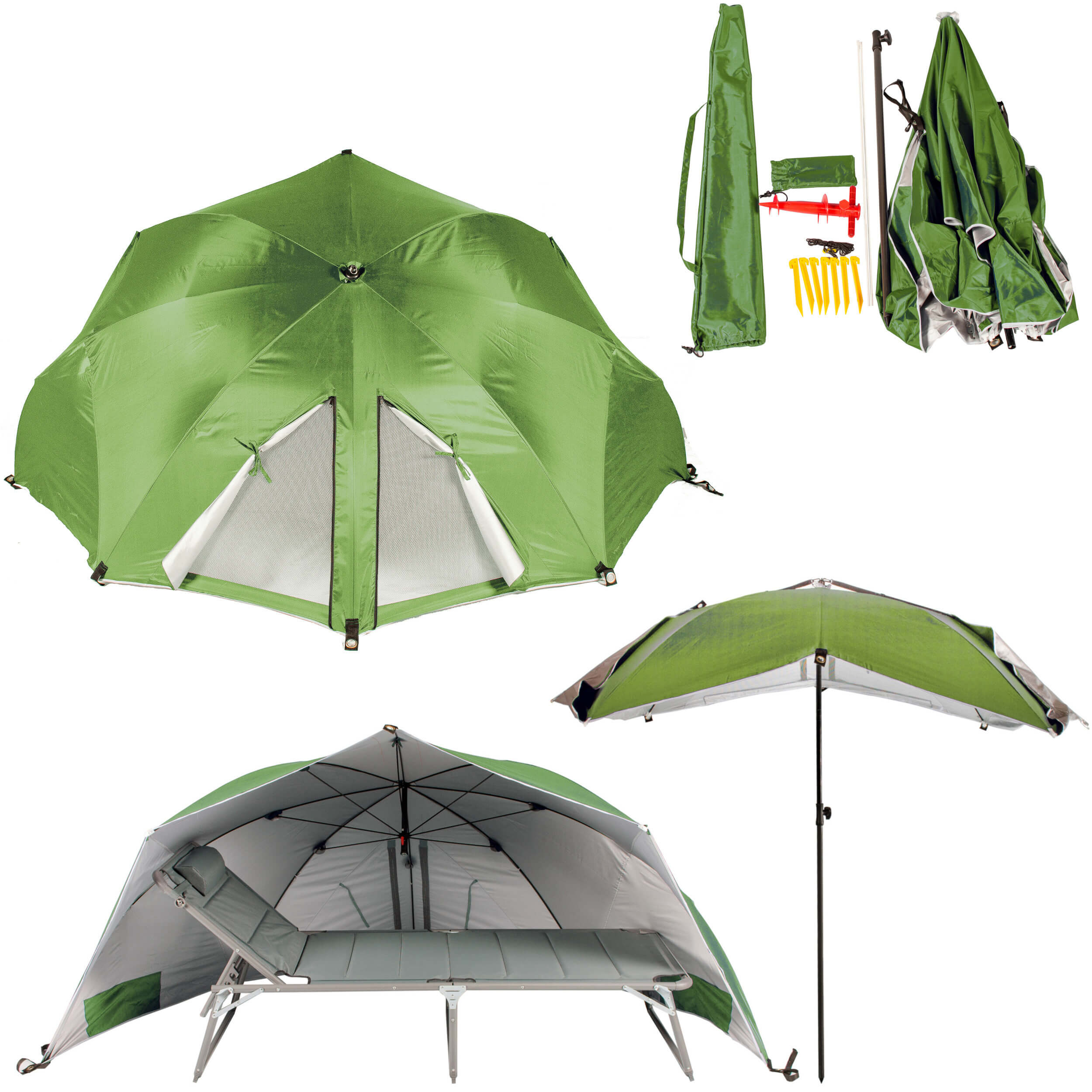 AMMSUN Strandschirm 2,1 M Ø – Neigbar, UPF 50+, Mit Sandanker & Tragetasche, Aluminiumstange, Fiberglasrippen
