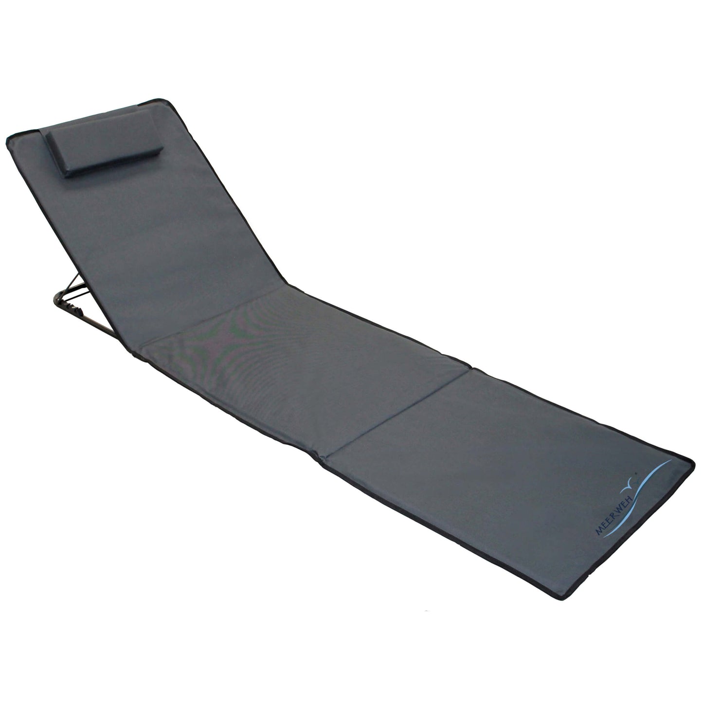 Strandmatte XXL, gepolstert, 200 x 60 cm, mit Rückenlehne, faltbar, anthrazit