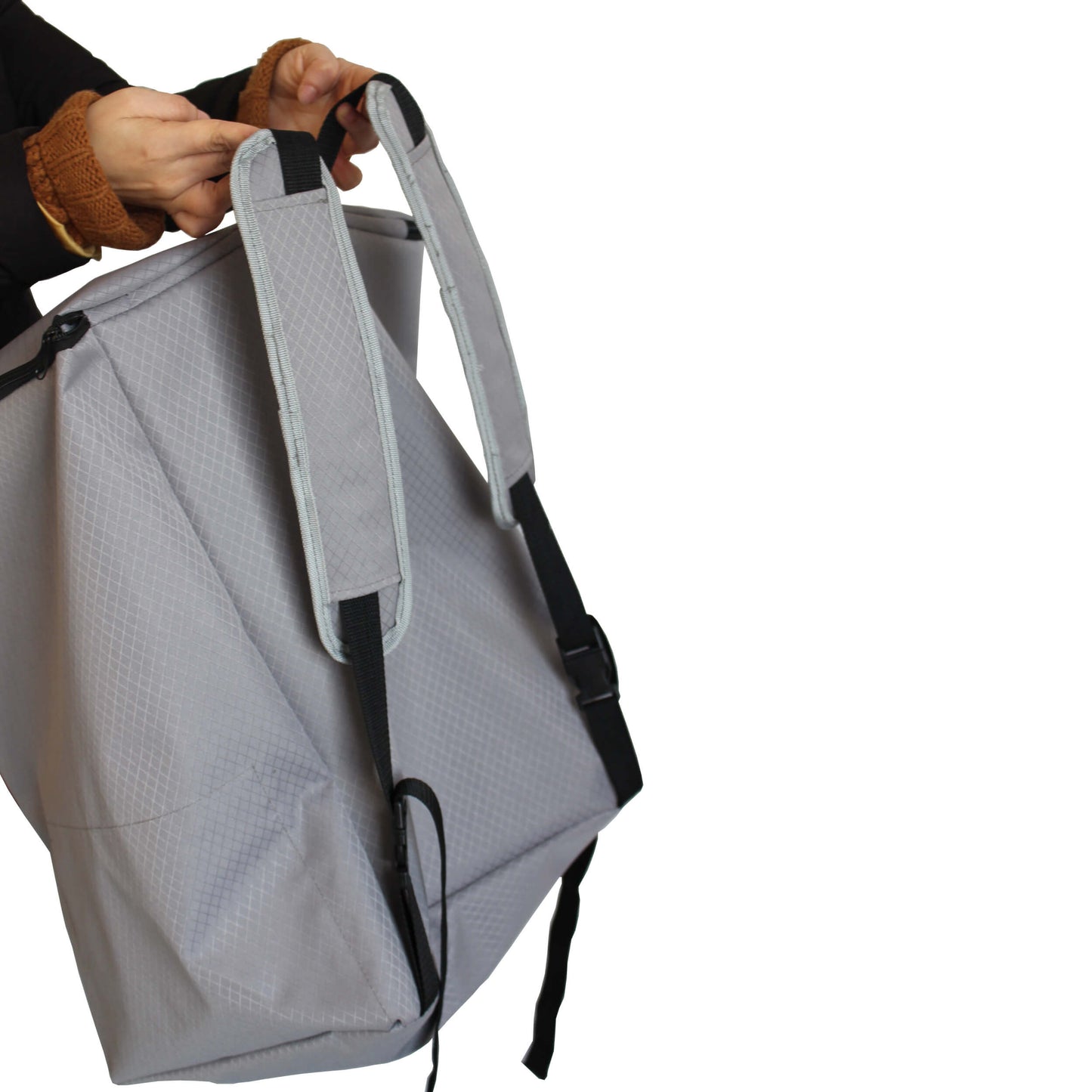 Strandwagen, grau, mit Sitzfunktion, 69 x 45 x 110 cm, Gummi-Reifen, Rucksack