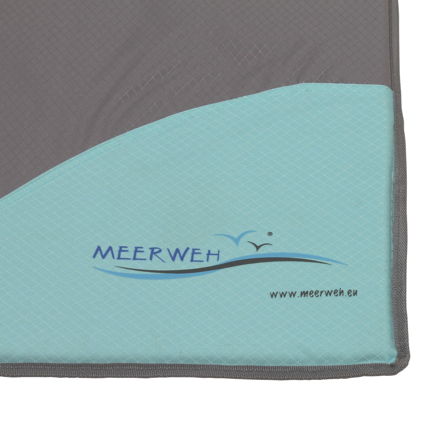 Strandmatte XXL mit Schirm, gepolstert, 200 x 60 cm, mit Rückenlehne, faltbar, grau blau