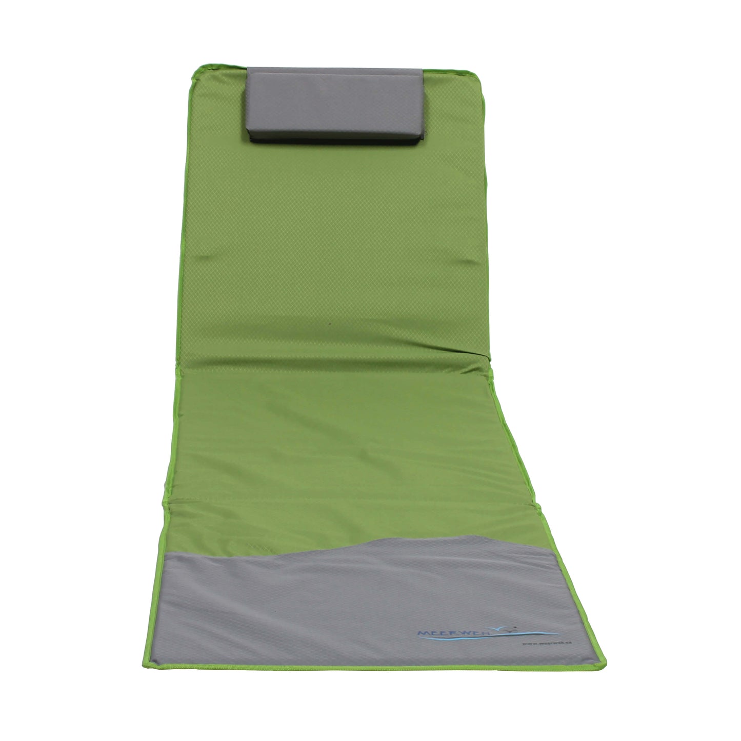 Strandmatte XXL mit Schirm, gepolstert, 200 x 60 cm, mit Rückenlehne, faltbar, grün grau