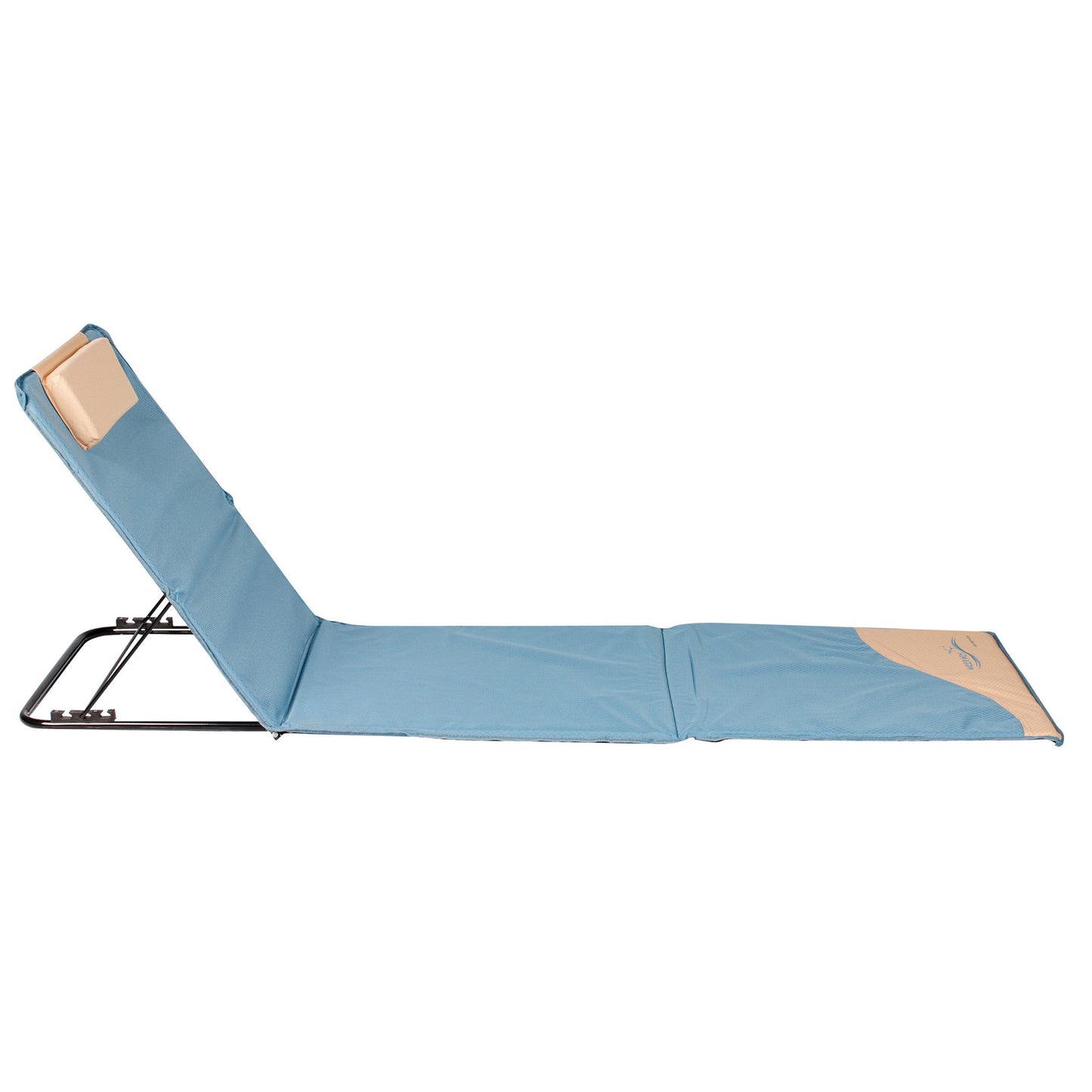 Strandmatte XXL, gepolstert, 200 x 60 cm, mit Rückenlehne, faltbar, blau beige