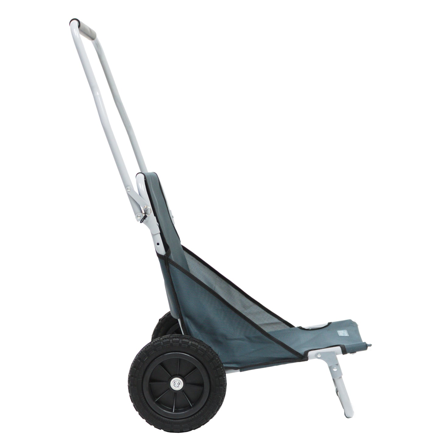 Strandwagen, grau, mit Sitzfunktion, 69 x 45 x 110 cm, Gummi-Reifen, Rucksack