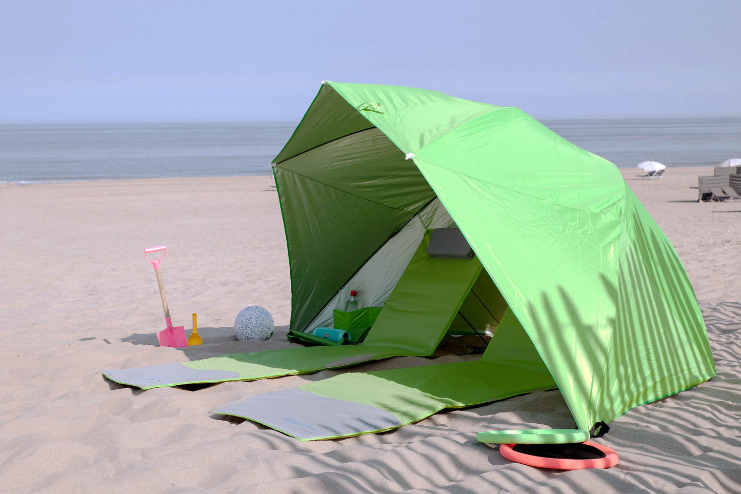Strandschirm (Strandmuschel / Wind- und Sonnenschutz in einem) Ø 290 cm, UV Schutz 50