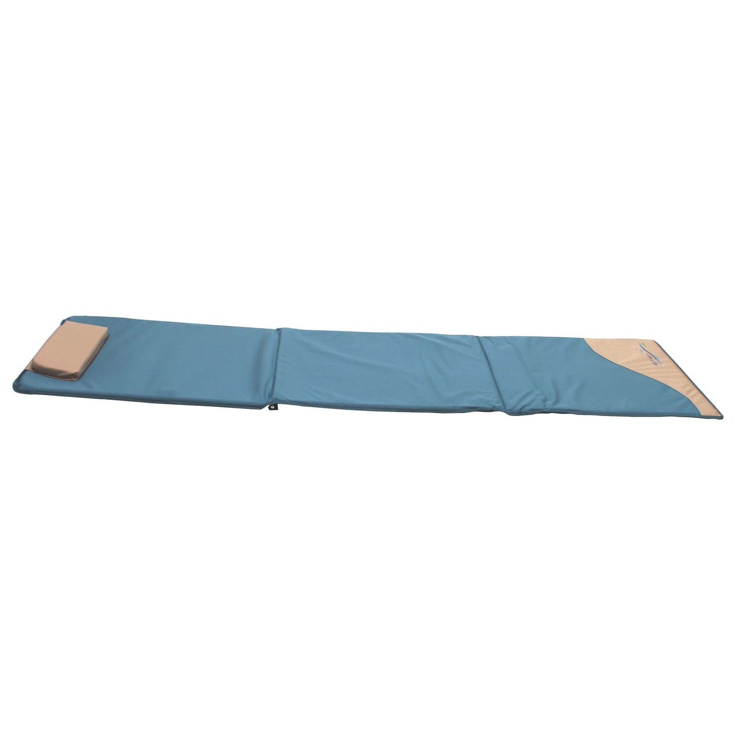 Strandmatte XXL, gepolstert, 200 x 60 cm, mit Rückenlehne, faltbar, blau beige