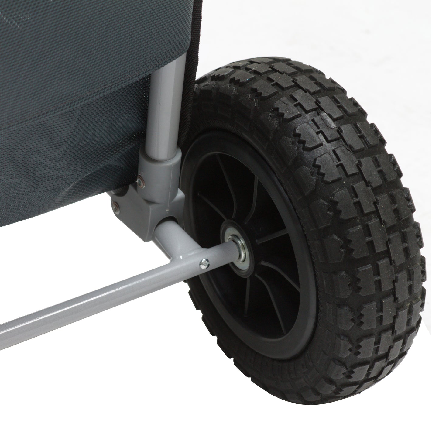 Strandwagen, grau, mit Sitzfunktion, 69 x 45 x 110 cm, Gummi-Reifen, Rucksack