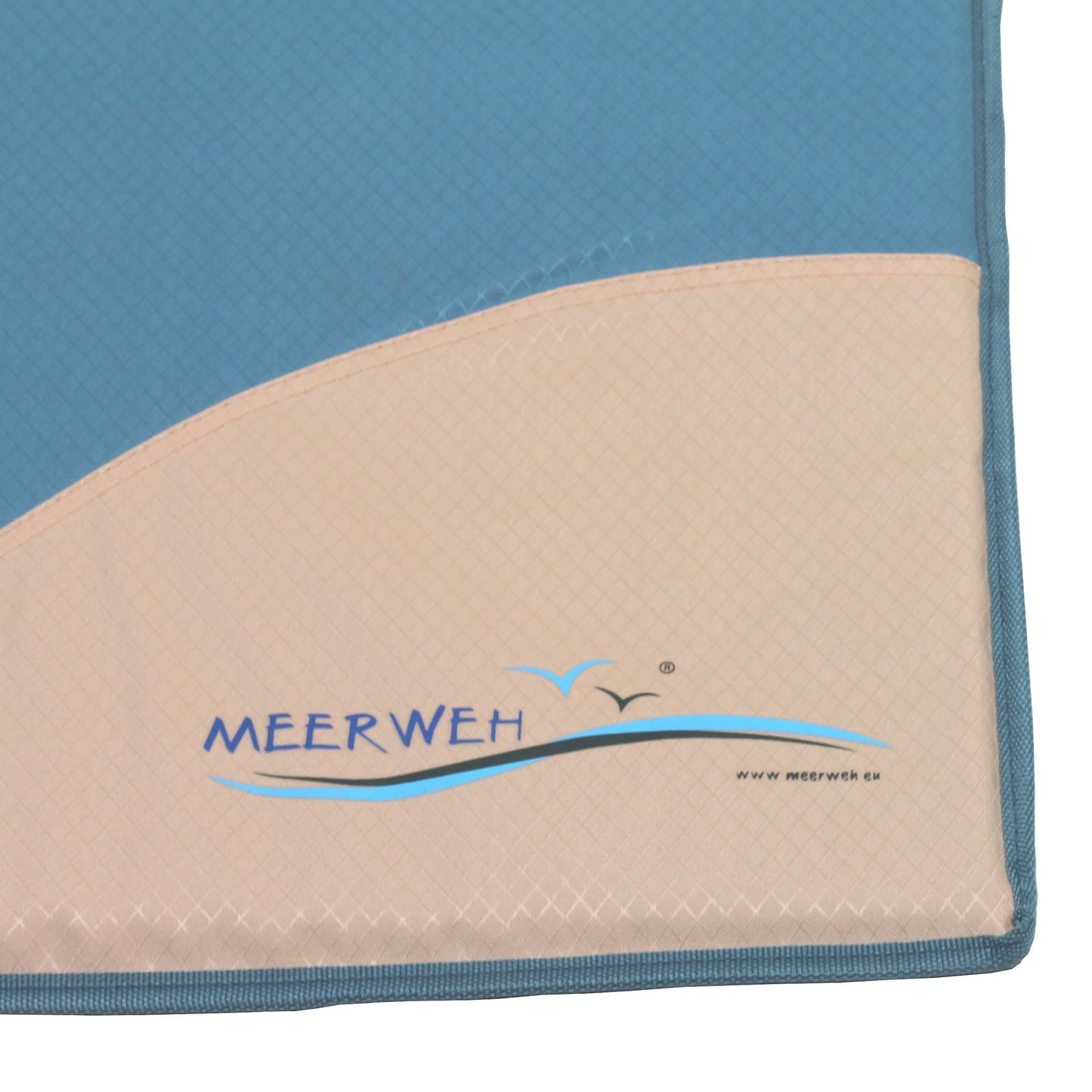 Strandmatte XXL, gepolstert, 200 x 60 cm, mit Rückenlehne, faltbar, blau beige