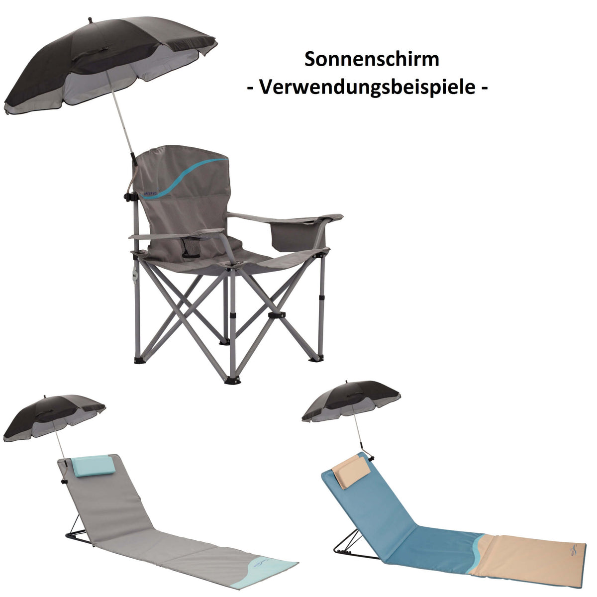 Sonnenschirm mit UV Schutz, ⌀ 100 cm, anthrazit, Befestigung per Klipp – Trendy-Home GmbH