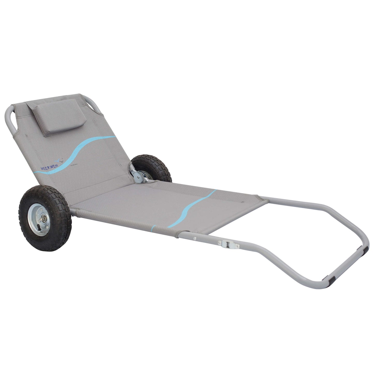 Strandwagen mit Sitz- und Liegefunktion, inklusive Tasche (Rucksack), in grün, grau oder blau