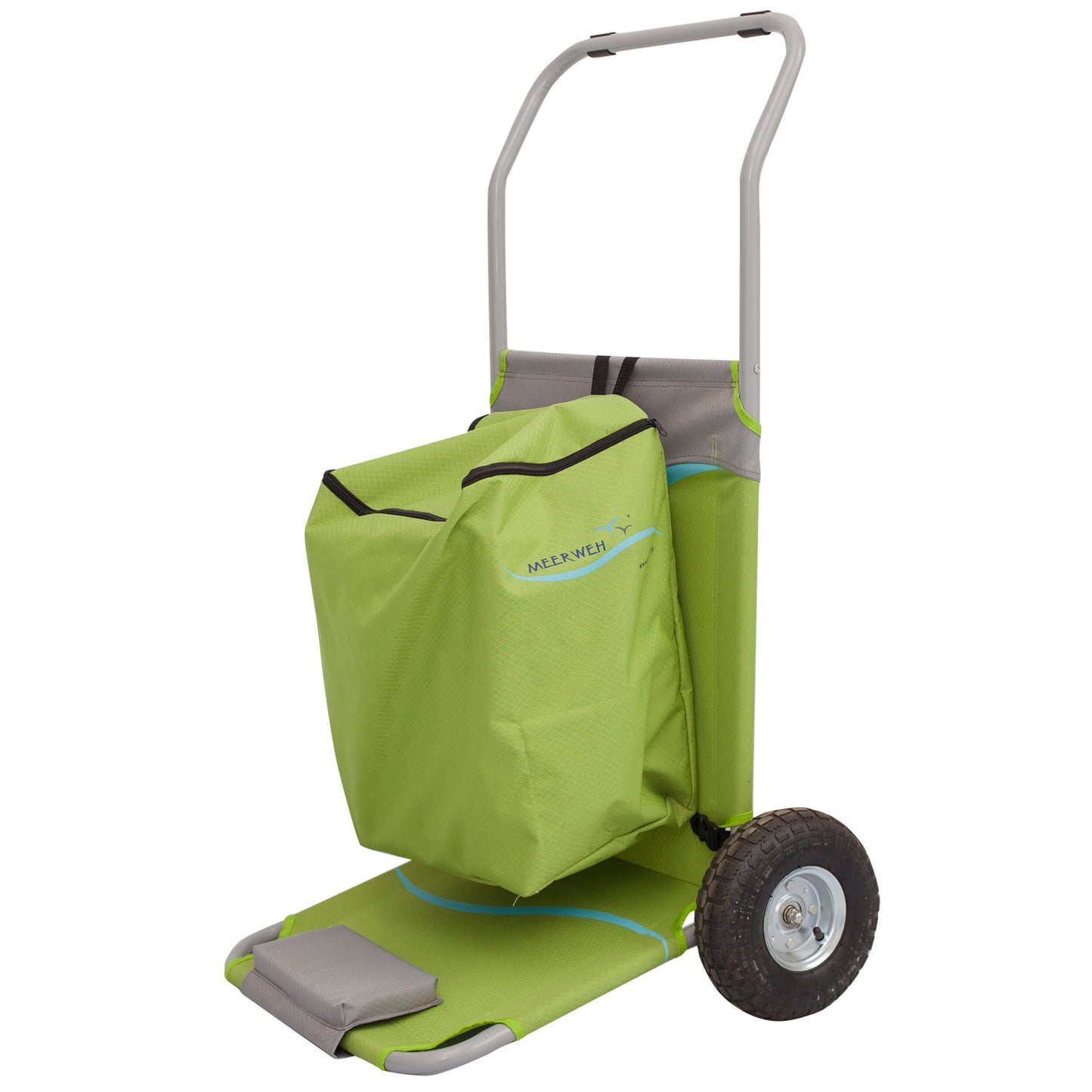 Strandwagen mit Sitz- und Liegefunktion, inklusive Tasche (Rucksack), in grün, grau oder blau