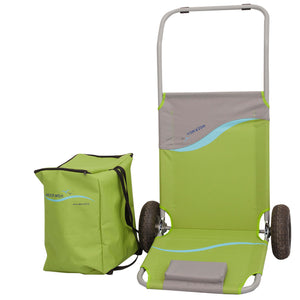 Strandwagen mit Sitz- und Liegefunktion, inklusive Tasche (Rucksack), in grün, grau oder blau