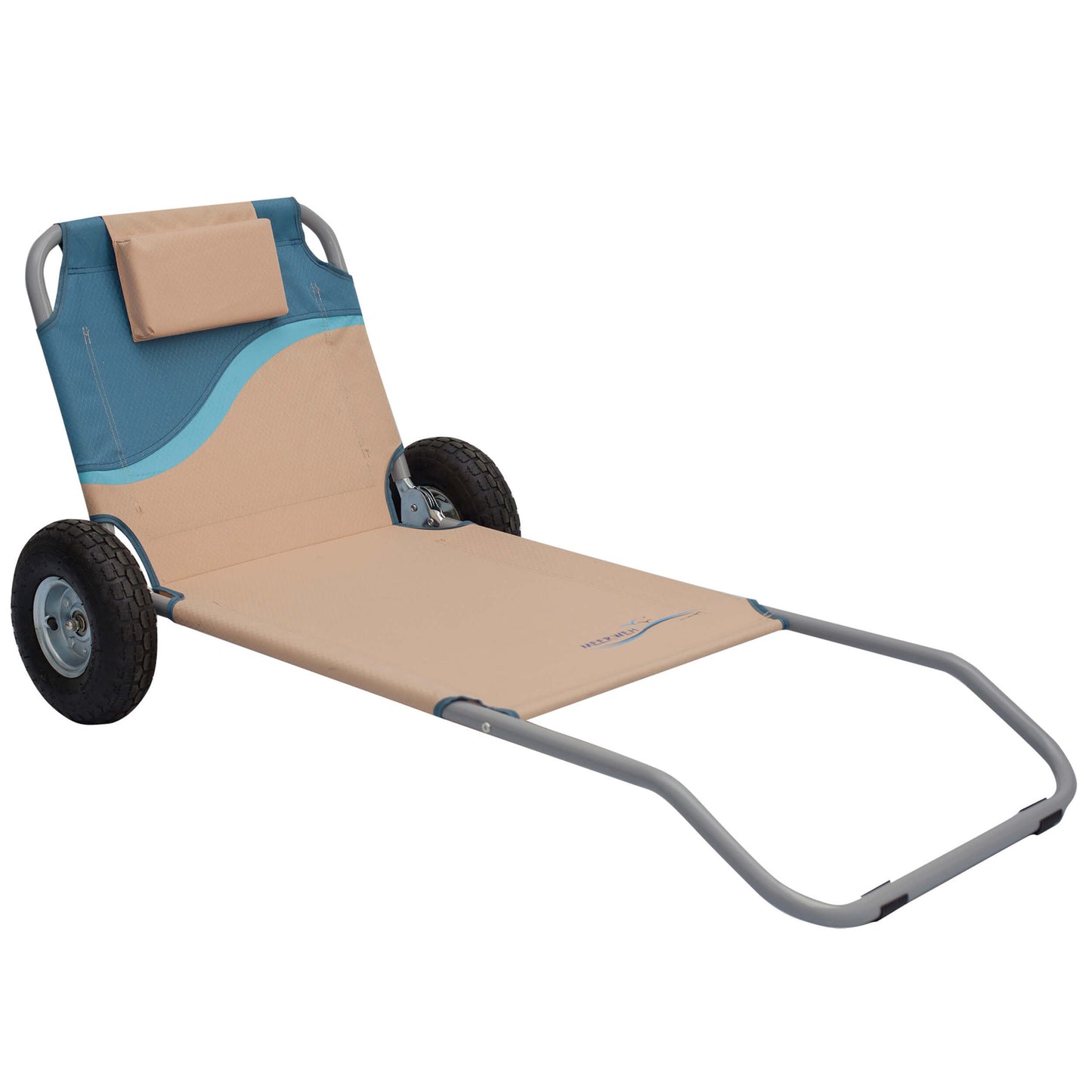 Strandwagen mit Sitz- und Liegefunktion, inklusive Tasche (Rucksack), in grün, grau oder blau