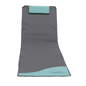 Strandmatte XXL mit Schirm, gepolstert, 200 x 60 cm, mit Rückenlehne, faltbar, grau blau