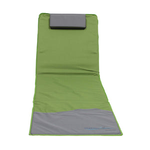 Strandmatte XXL, gepolstert, 200 x 60 cm, mit Rückenlehne, faltbar, grün grau