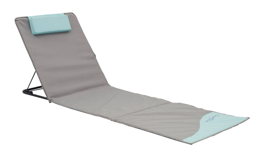 Strandmatte XXL, gepolstert, 200 x 60 cm, mit Rückenlehne, faltbar, grau blau