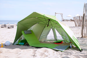 Strandschirm (Strandmuschel / Wind- und Sonnenschutz in einem) Ø 290 cm, UV Schutz 50
